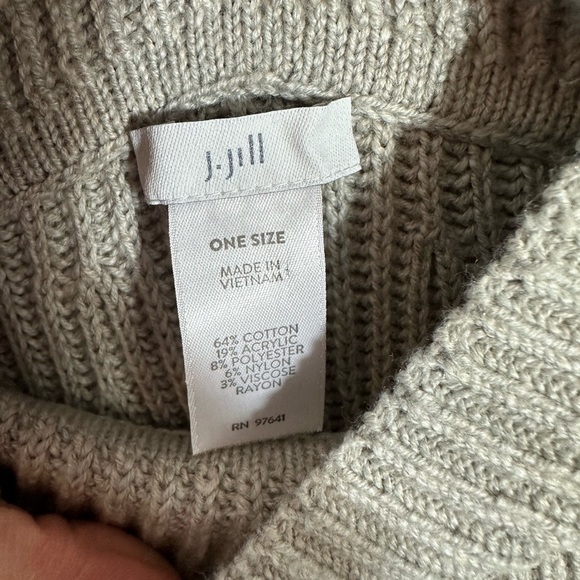 J. Jill gray neutral cotton blend  Sweater Poncho/Wrap One Size Fits Most - Picture 4 of 5